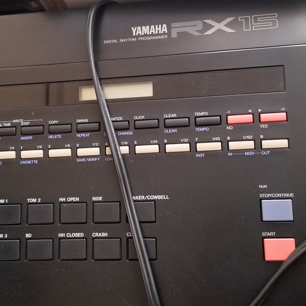 Yamaha RX15 Digital Rhythm Drum Machine with soft shell carry bag.